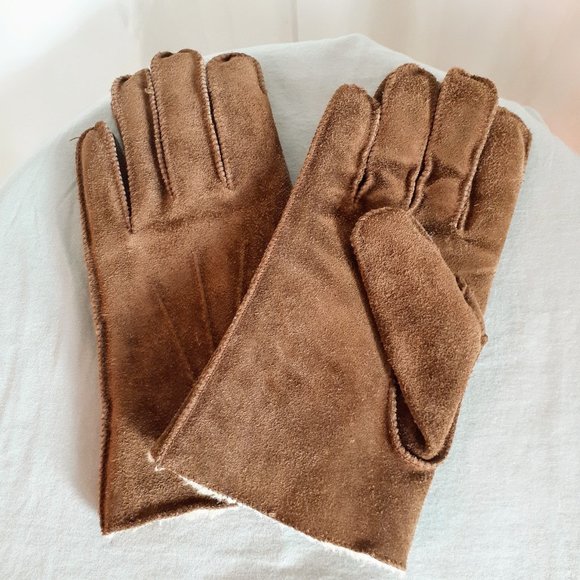 Vintage Accessories - Brown suede gloves